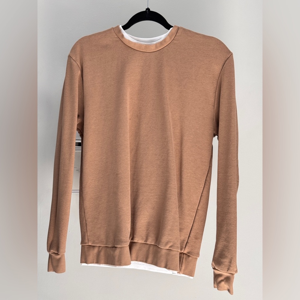 Denim & Flower Tan Crewneck Sweater Classic Knit
